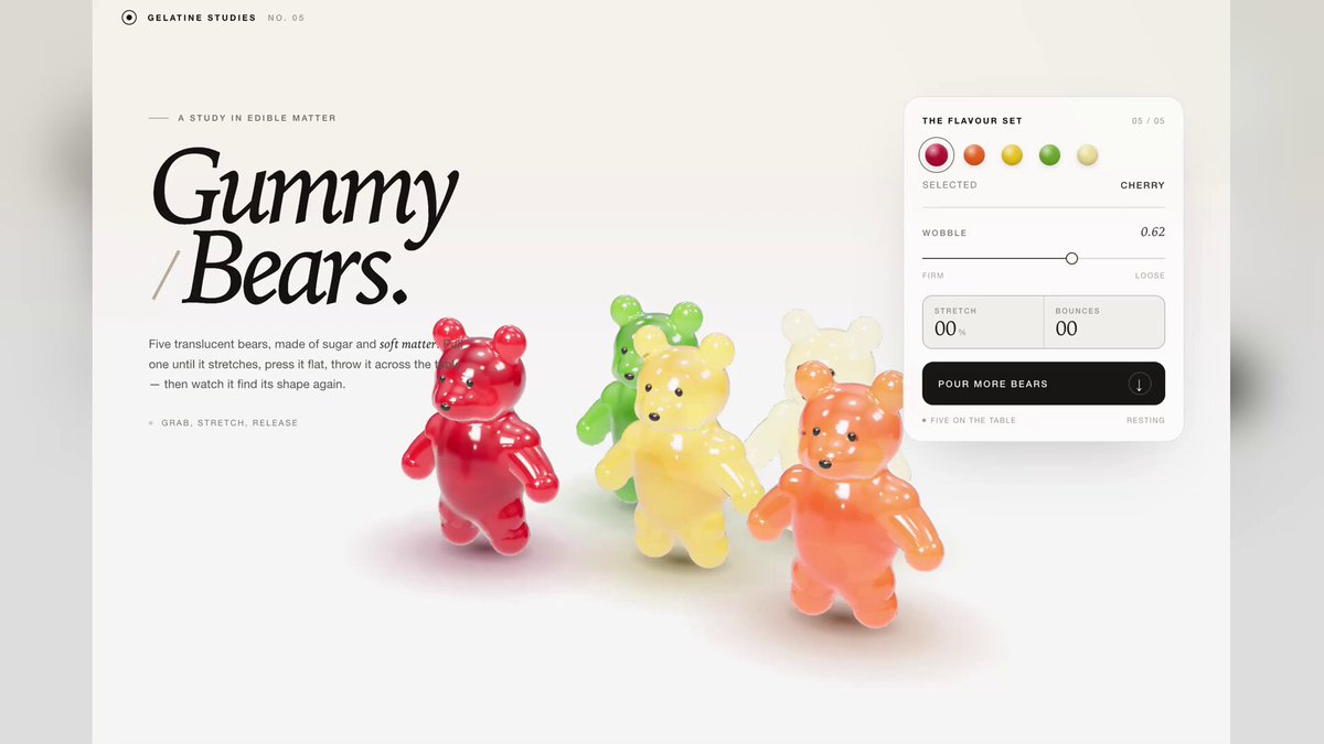 Interactive gummy bear physics simulation