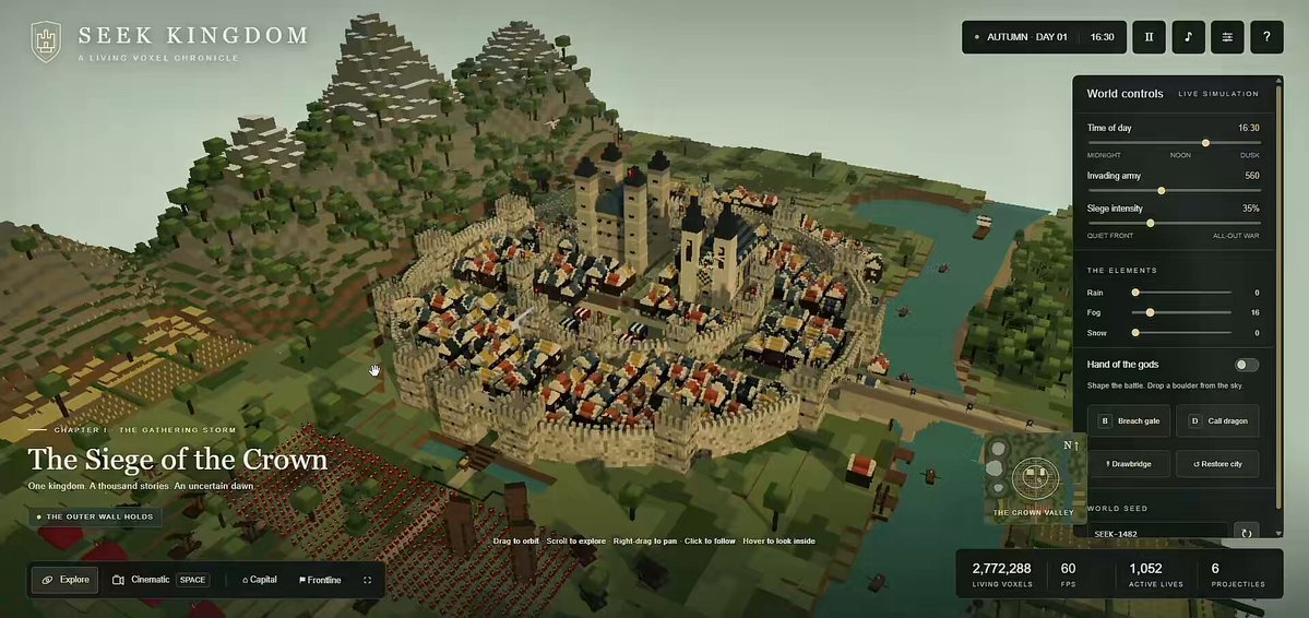 Massive medieval voxel world generated in code