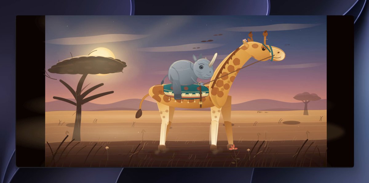 SVG animation of a rhino riding a giraffe