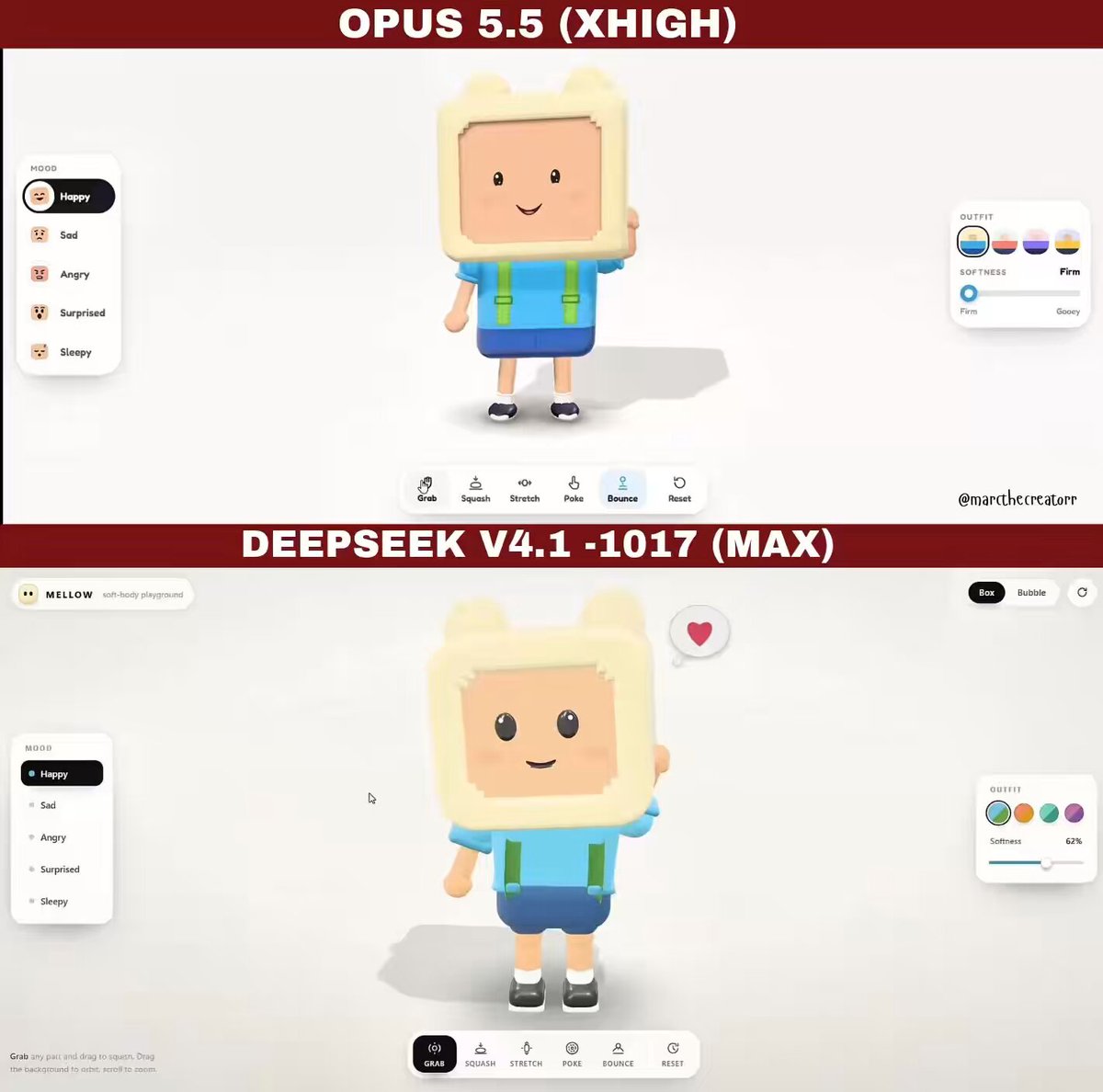 Opus 5.5 vs DeepSeek V4.1 Flash side by side
