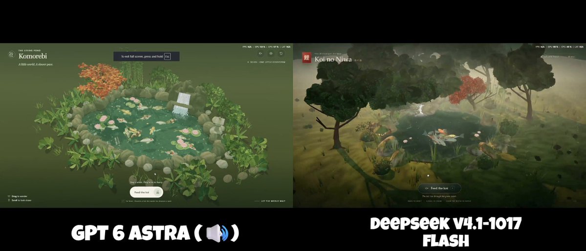 Astra and DeepSeek tested on koi fish environment