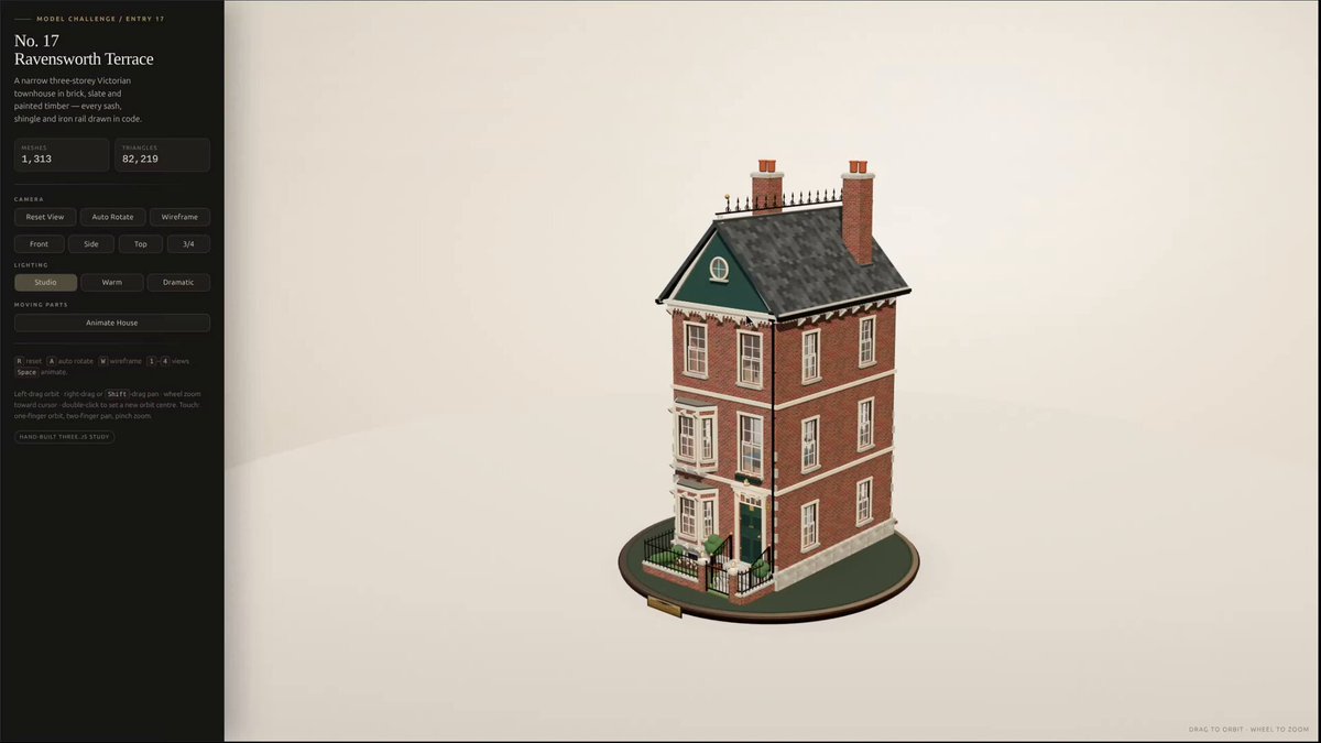 Three-story Victorian townhouse in Three.js