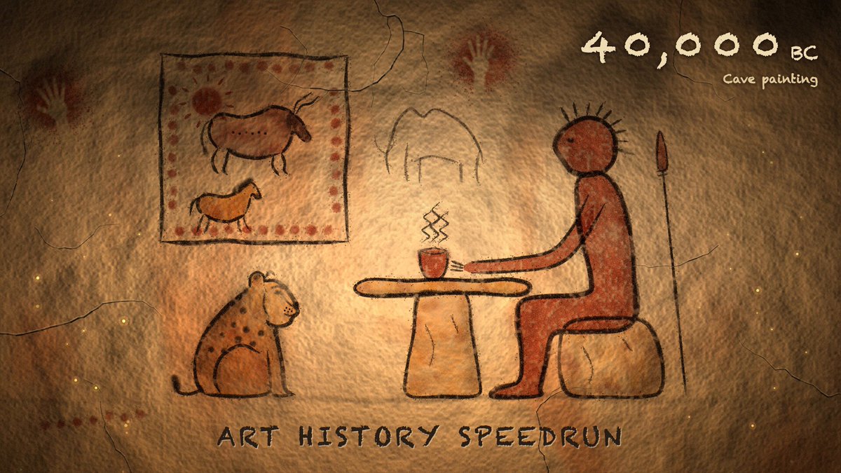 Brief art history animation with a cat subplot