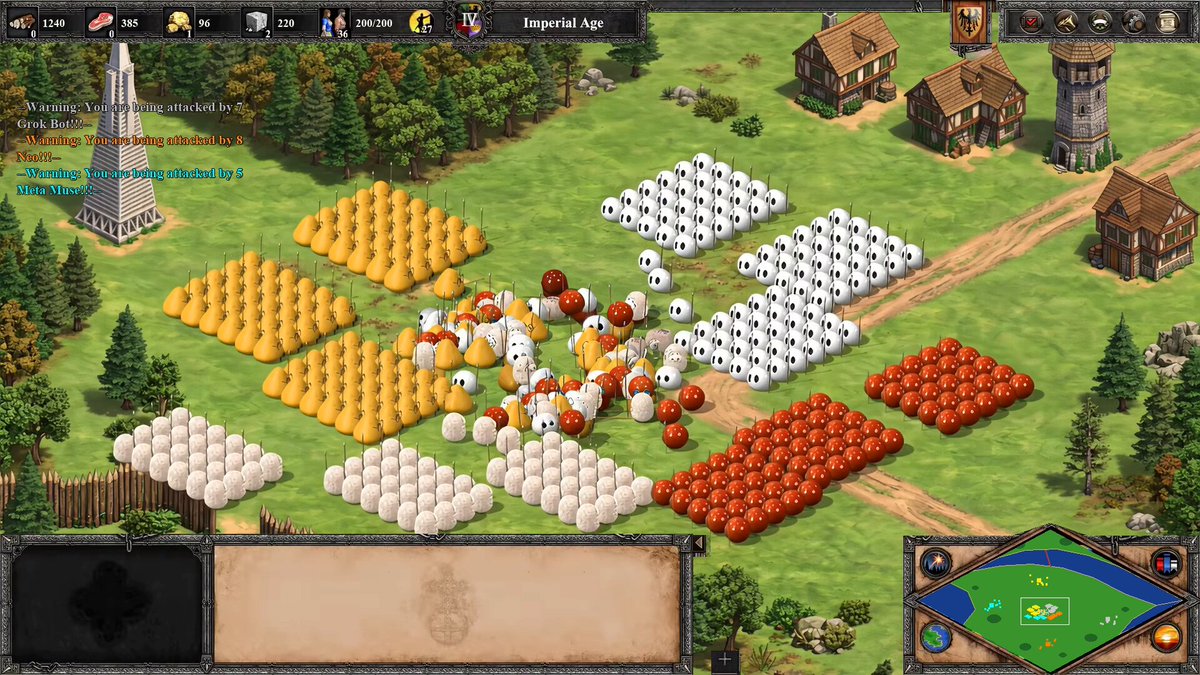 AI agents competing in Age of Empires