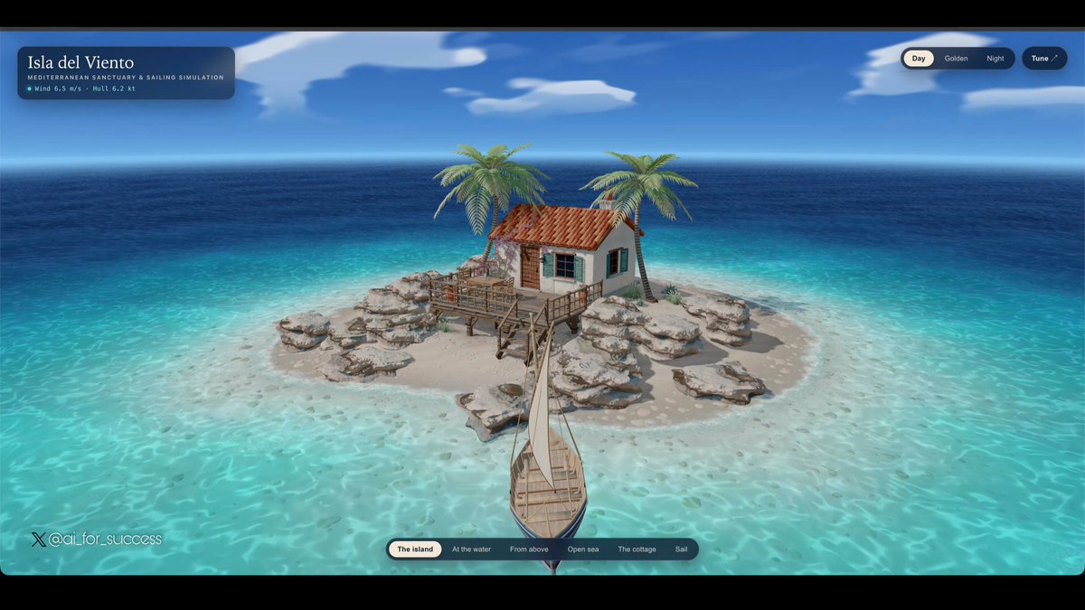 Interactive 3D island with controllable sailboat