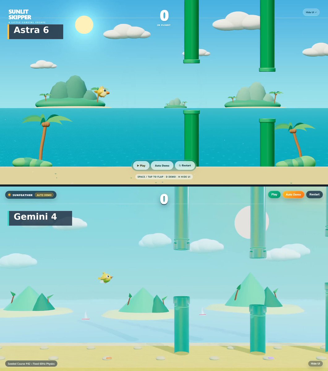 Playable 3D Flappy Bird game comparison