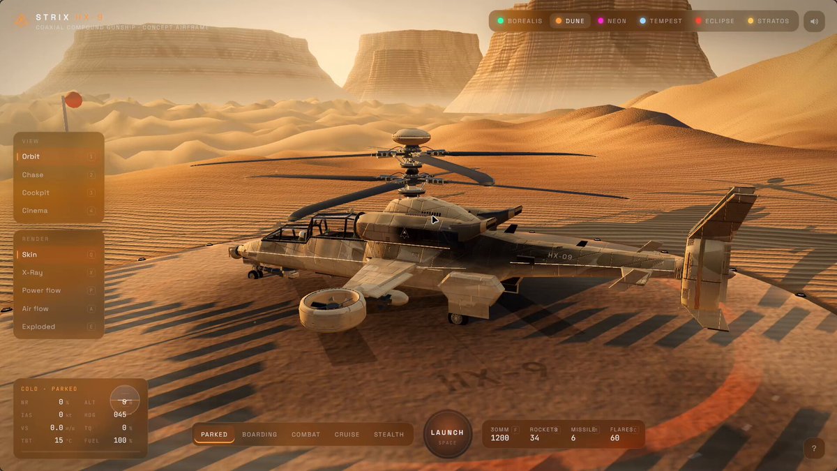 Futuristic 3D battle helicopter in Three.js