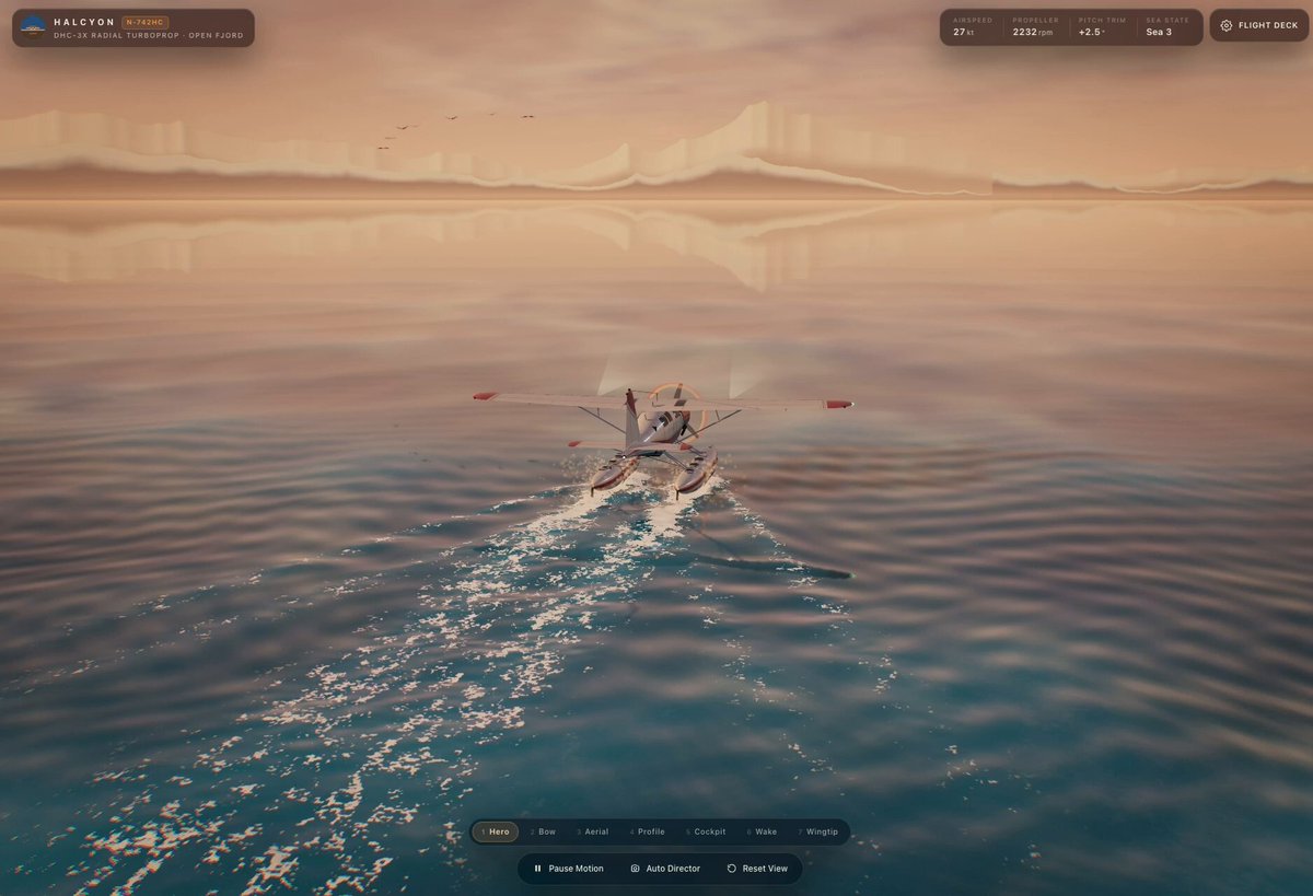 3D seaplane on water generated by Gemini 4