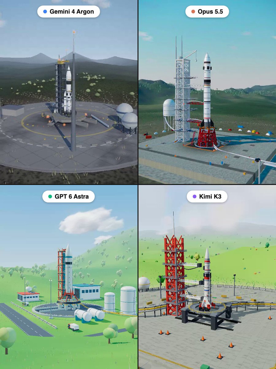 Rocket scene comparison across AI models