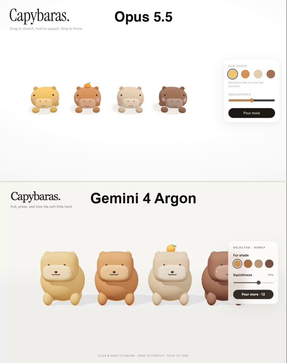 Capybara physics comparison between Opus and Argon
