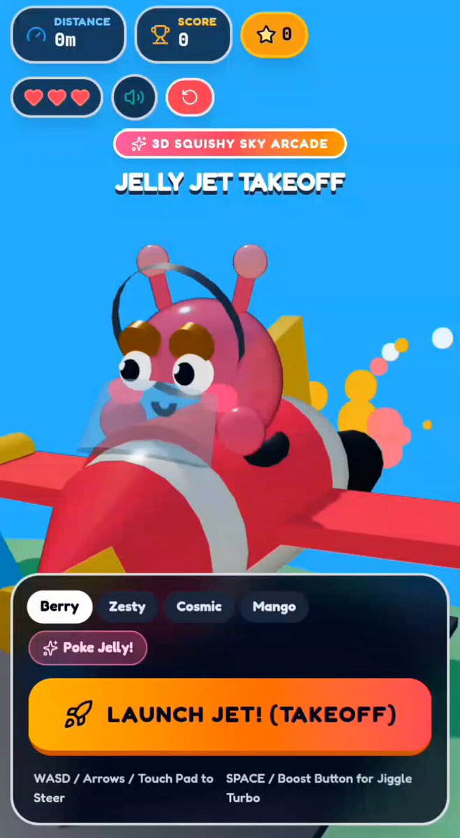 Playable 3D game Jelly Jet Takeoff