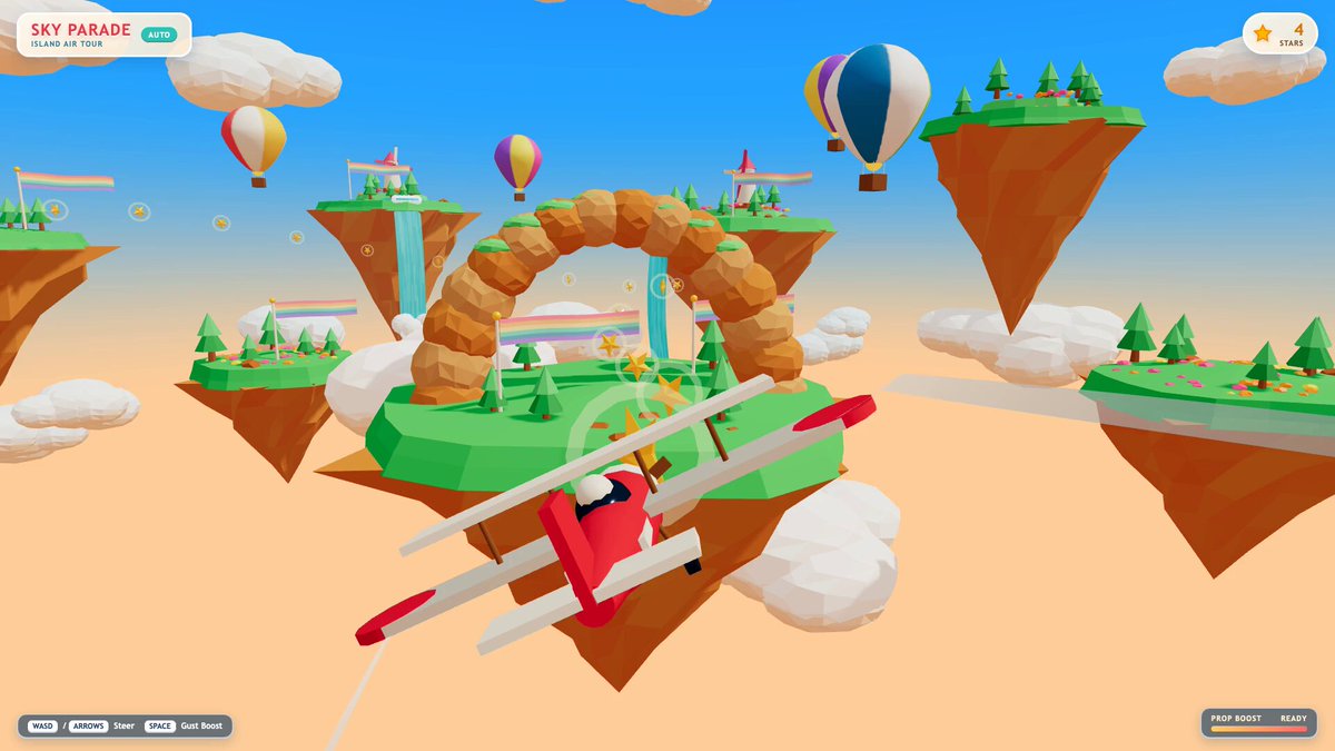 Floating islands with waterfalls and a biplane