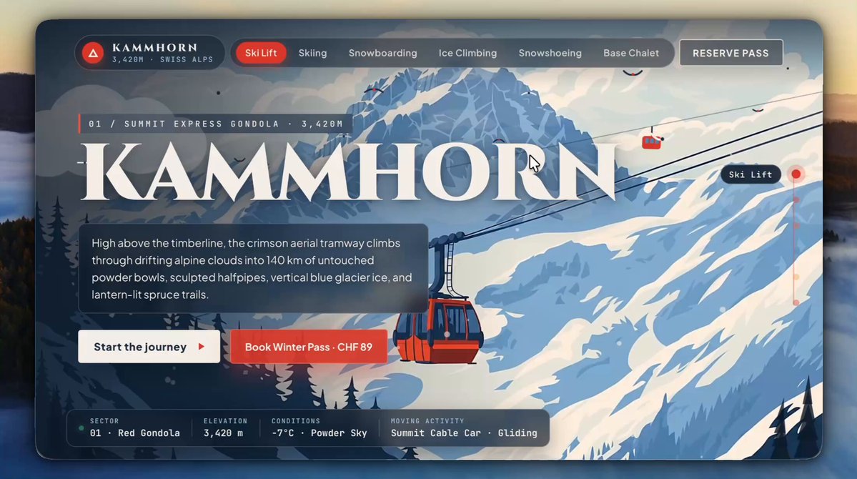 Animated website for a ski resort
