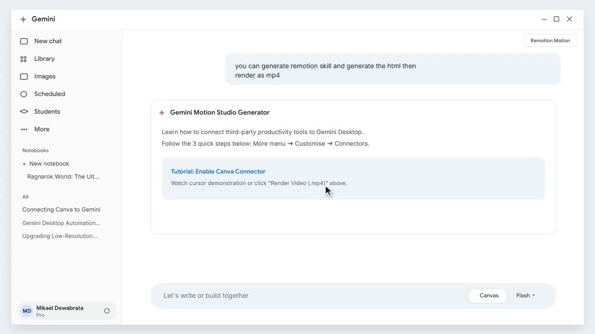 Gemini connector feature demonstration