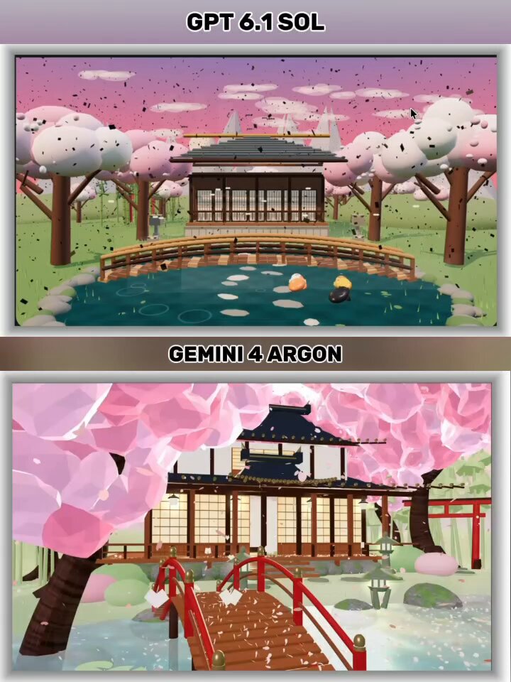 3D Japanese house with cherry blossom trees