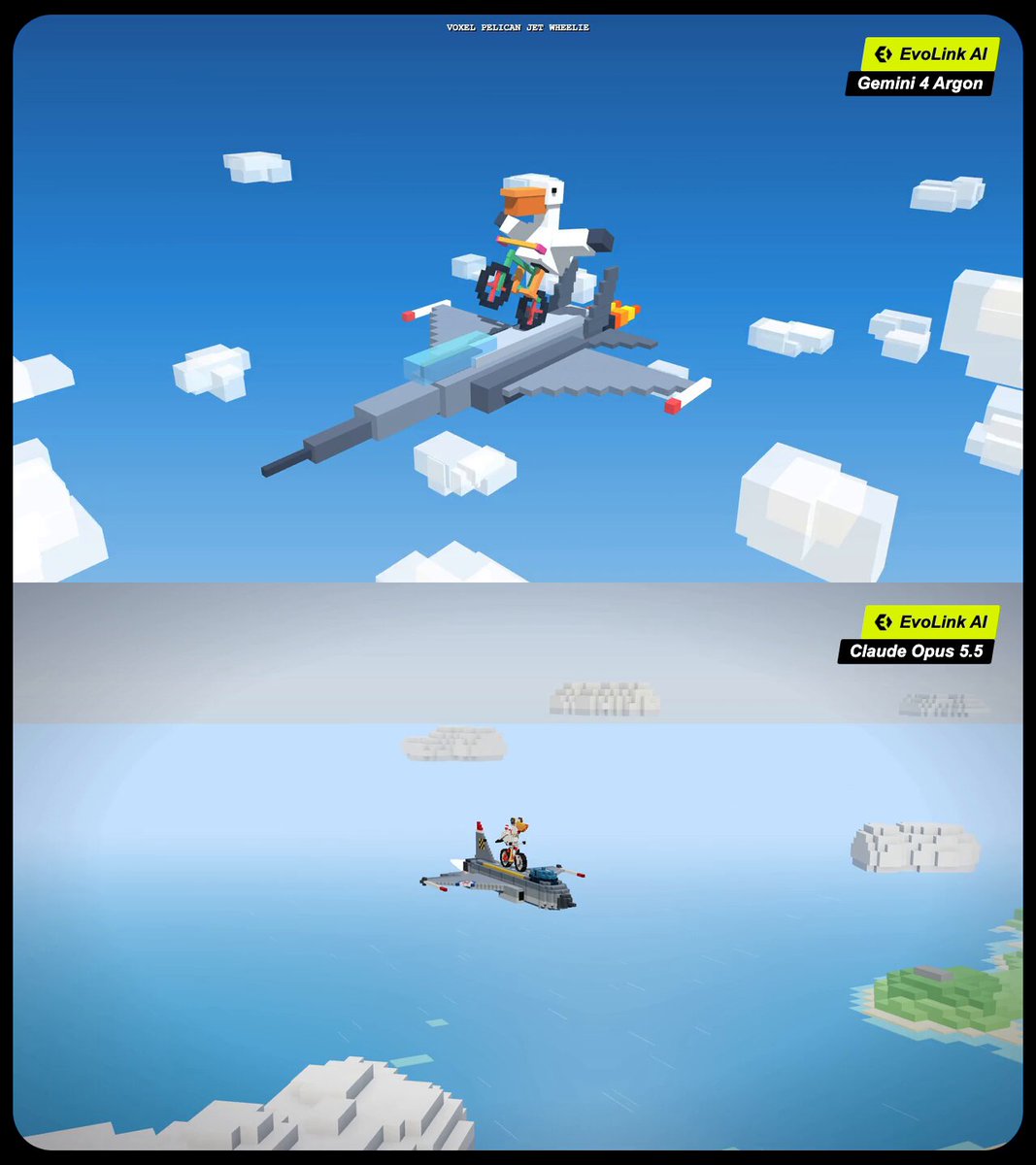 Voxel art world generation comparison