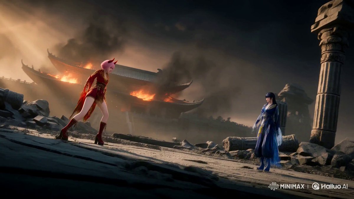 Fighting scene generated with smooth motion