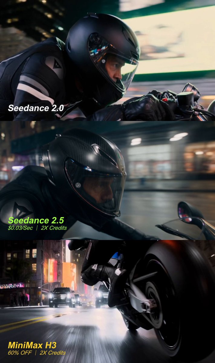 Cinematic shot comparison between video models