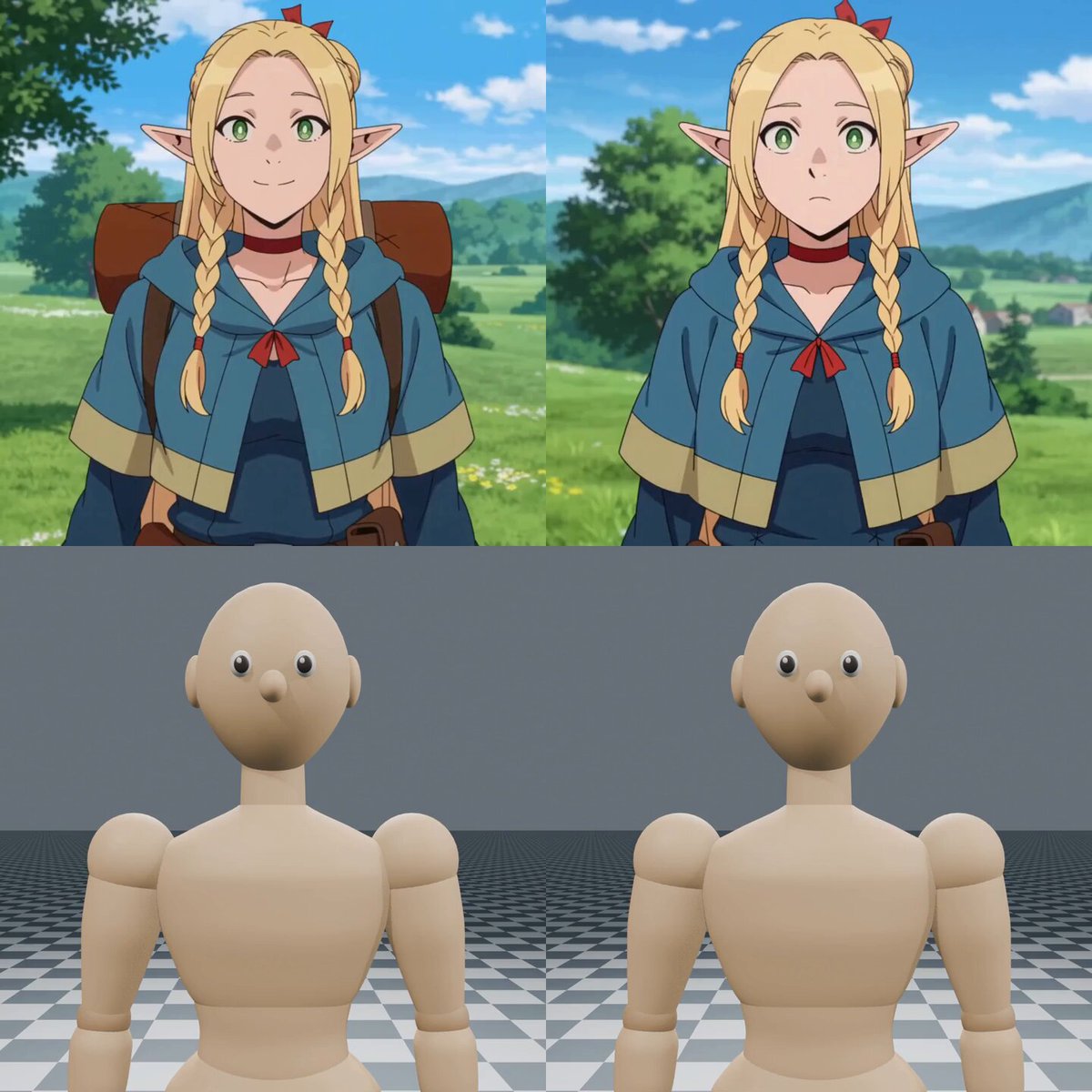 Side-by-side comparison of character swap LoRA