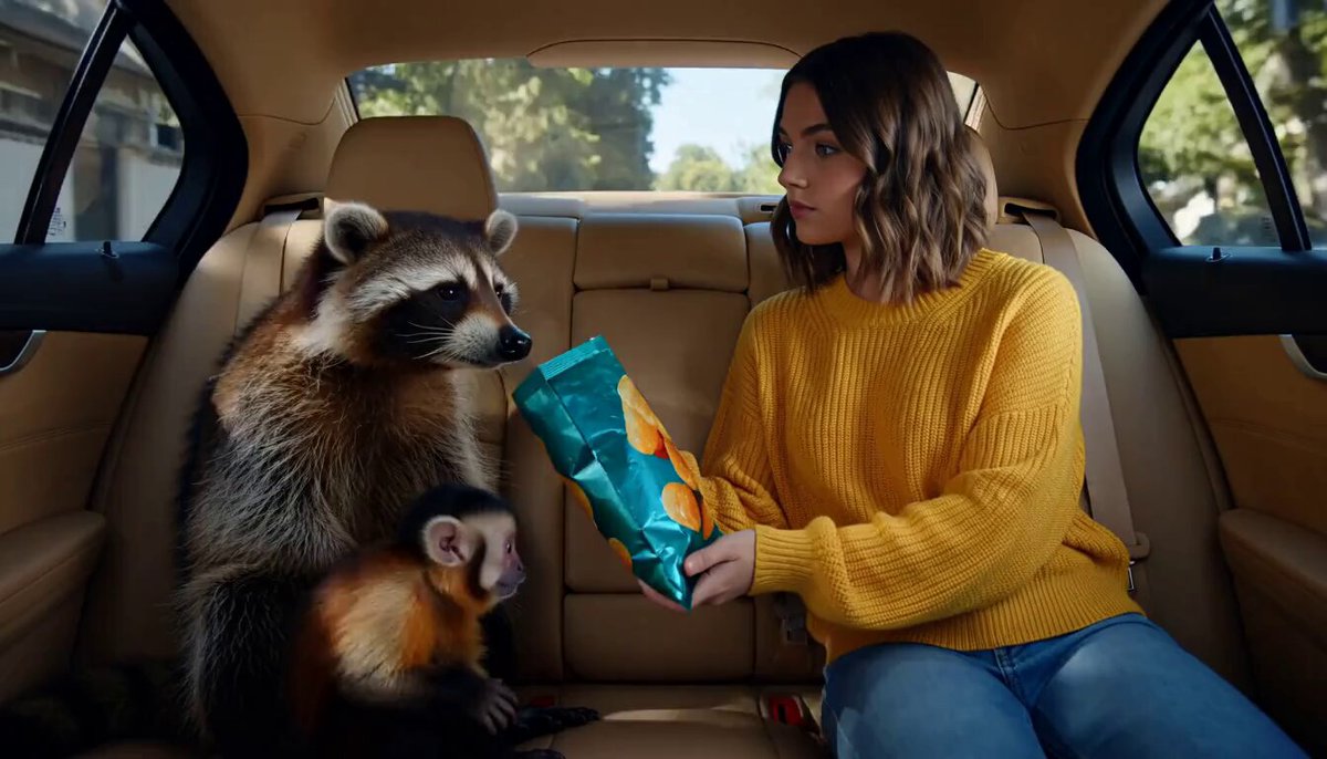 Raccoon and monkey chaotic car ride