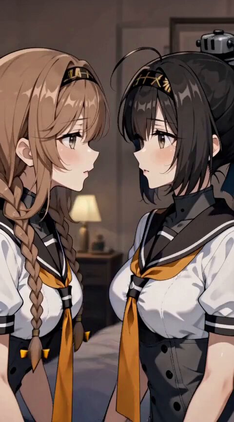 Kantai Collection anime scene with Teruzuki and Akizuki