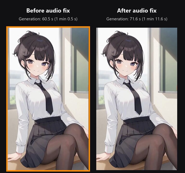 Improved fast workflow audio quality demonstration