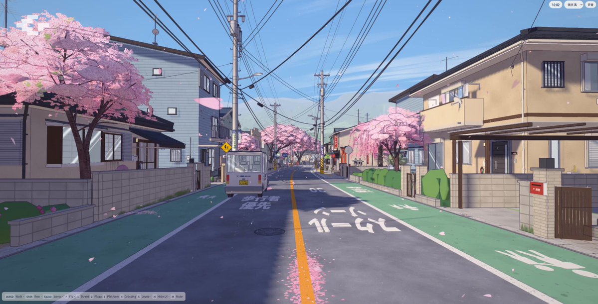 Procedural cel-shaded Japanese scene in Three.js