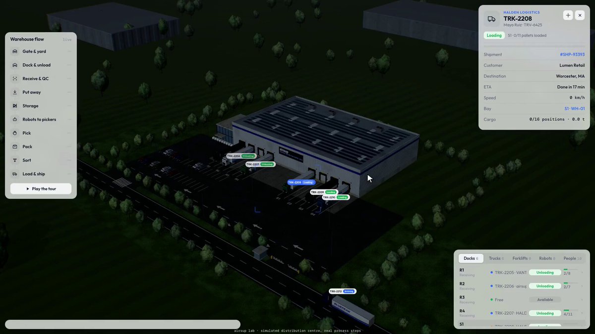 Warehouse simulation created with Claude Opus