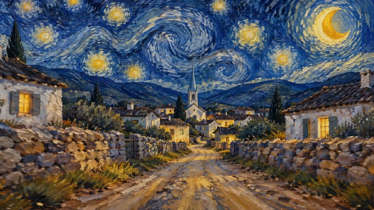 Flight through Van Gogh's The Starry Night
