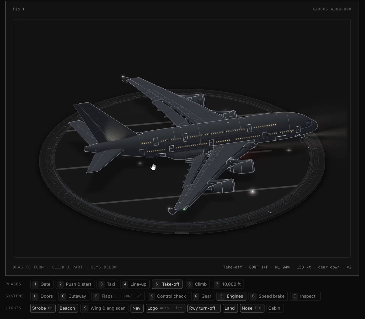 Animated Airbus A380 SVG model