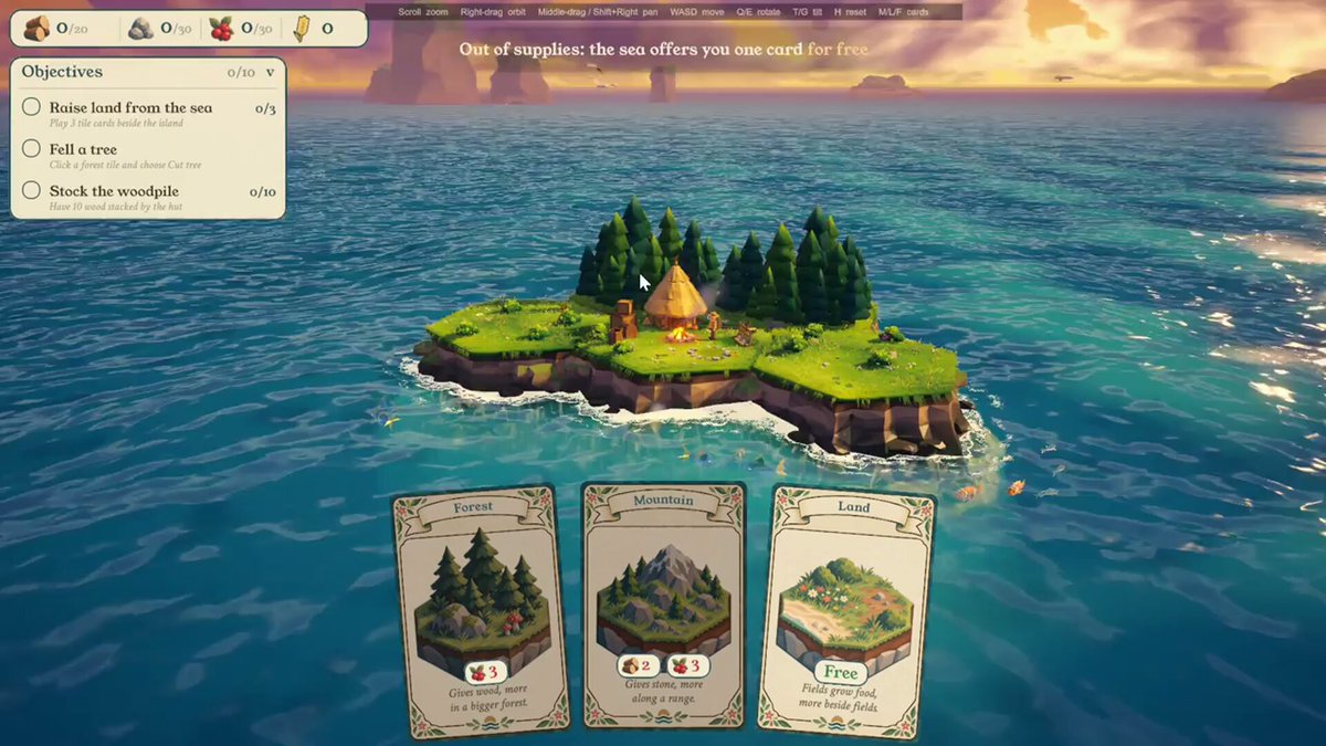 Cozy hex tile island building game