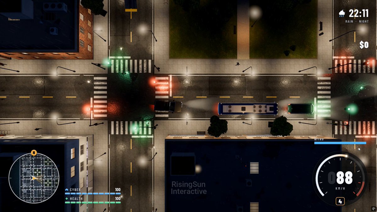 A retro top-down car chase game
