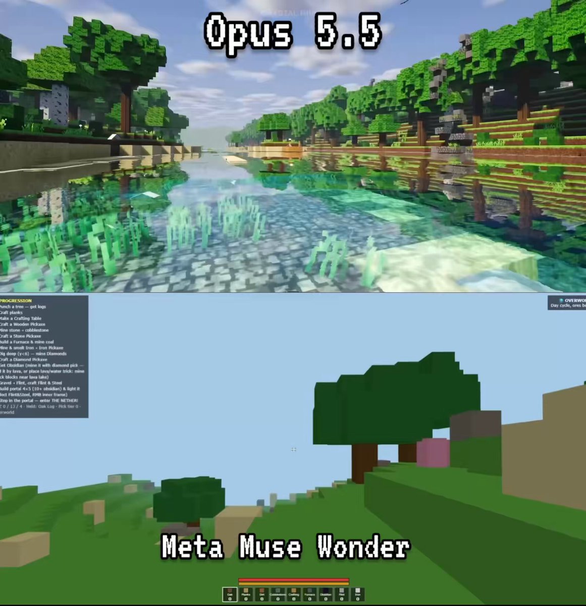 Comparison of 3D game demos across models