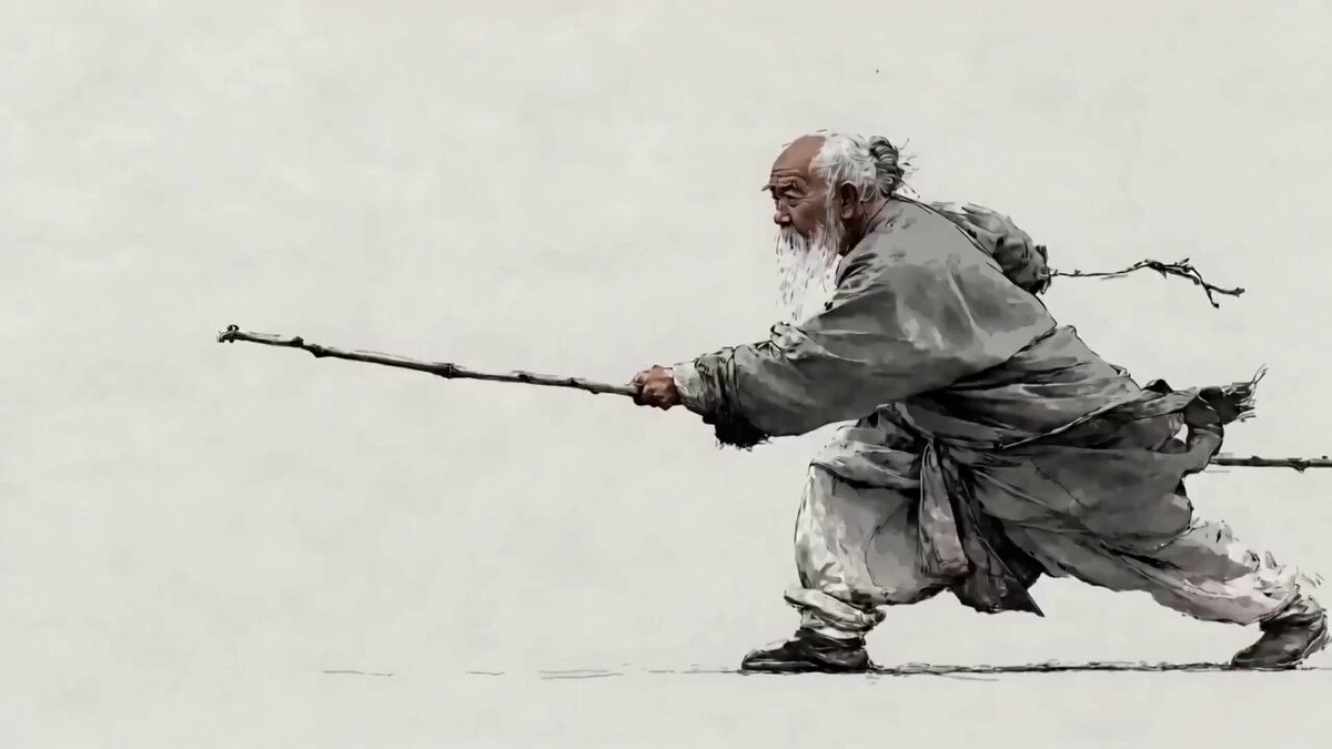 Martial arts and calligraphy ink wash action