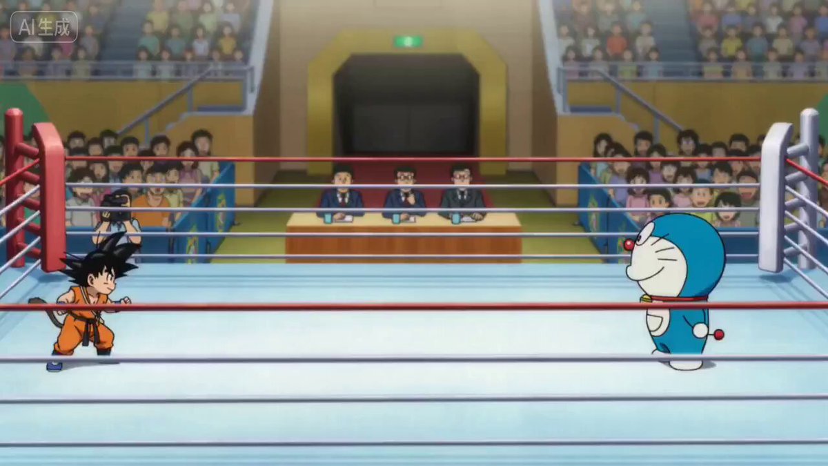 Goku fights Doraemon anime battle