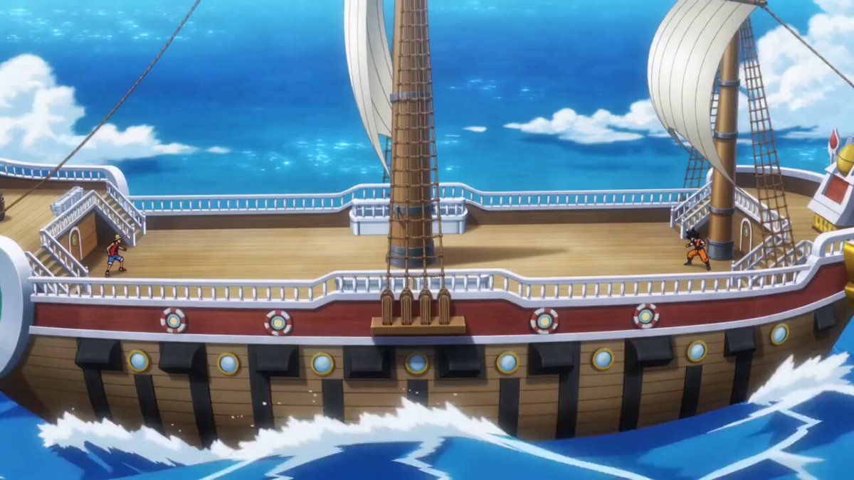 Luffy and Goku fight on the Sunny