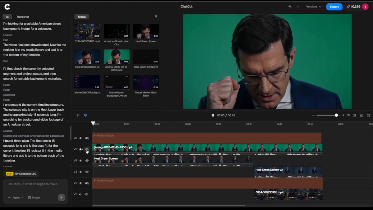 Man on green screen with motion overlays