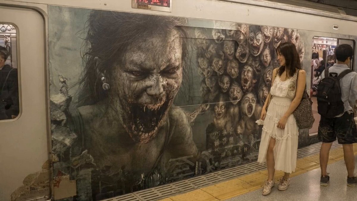 Japanese horror scene at Shibuya station