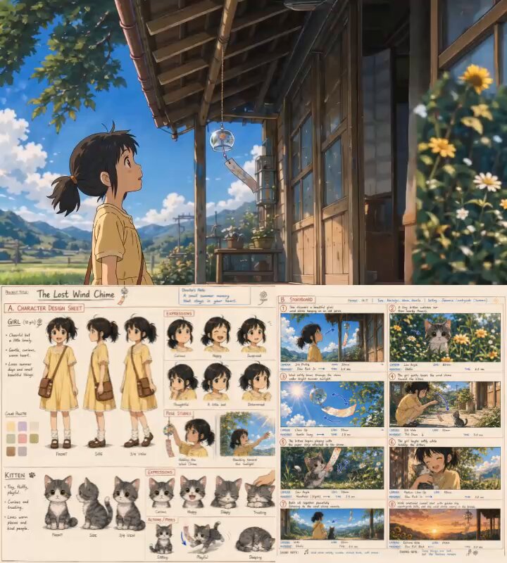 Cinematic anime scene from storyboard