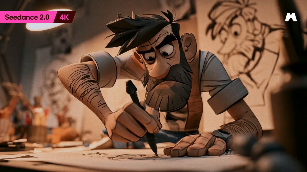 Animated comedy scene of a struggling animator