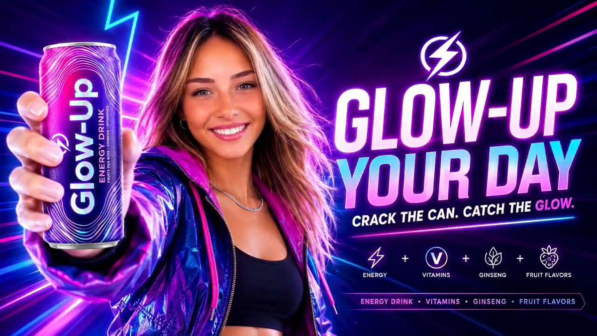 Commercial for Glow Up energy drink