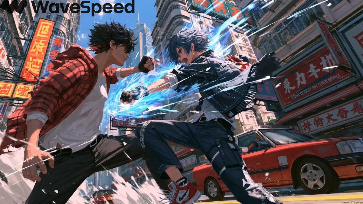 Intense anime fight between two boys in city