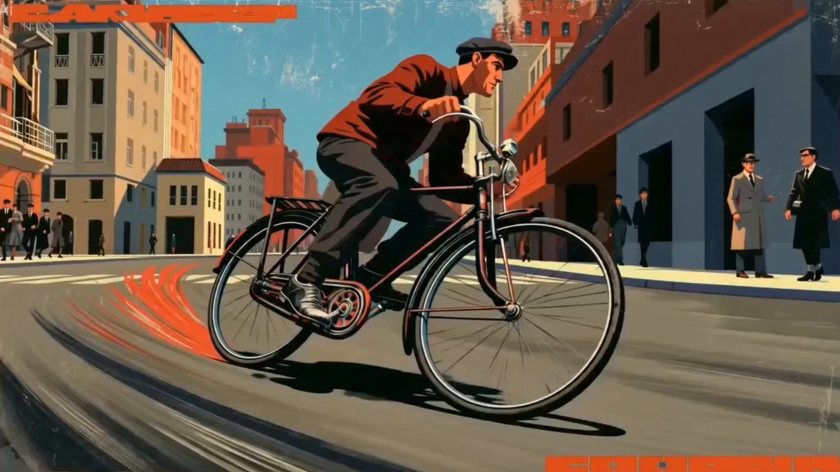 Surreal city delivery in Soviet constructivist poster style