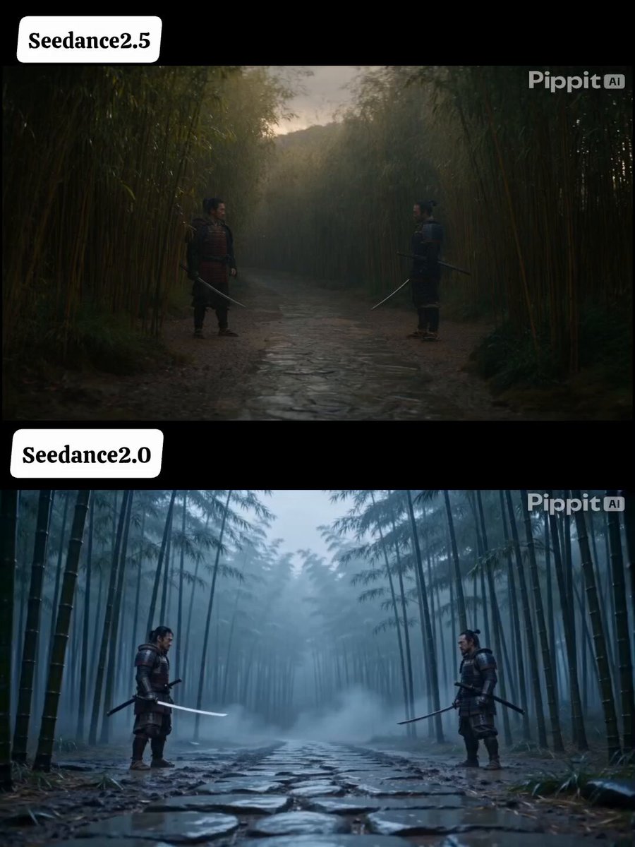 Realistic samurai sword fight in heavy rain