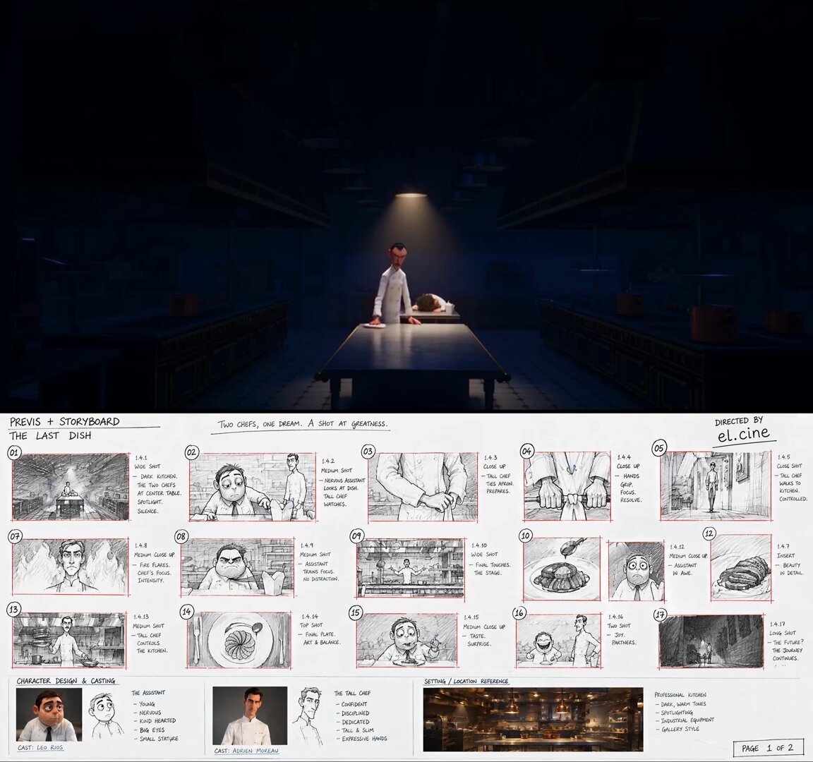 Storyboard to full film scene workflow
