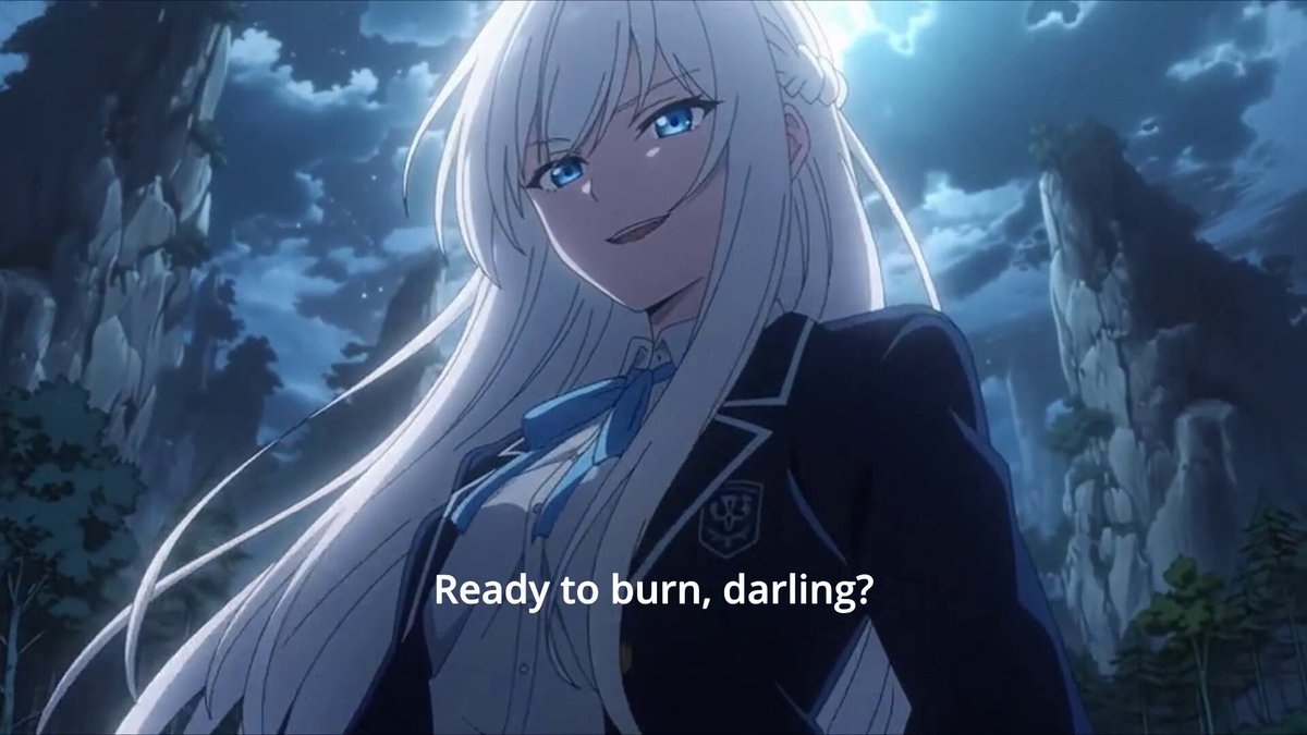 Fantasy anime fight between a mage and swordswoman