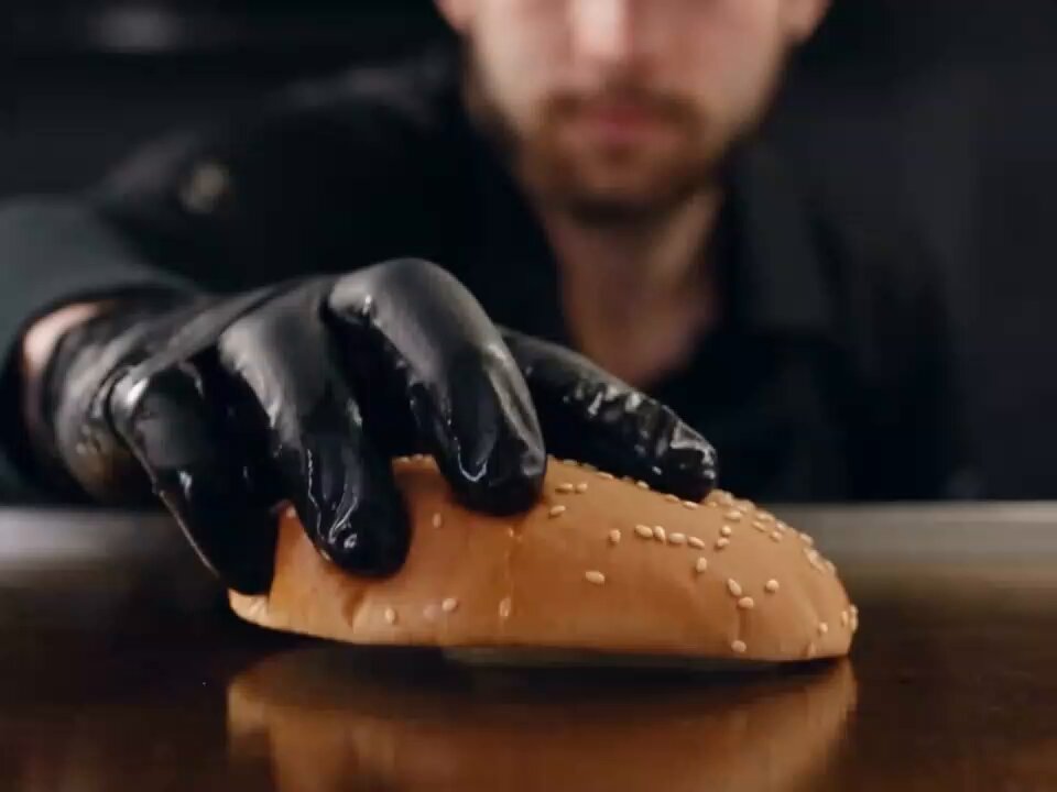 Commercial style burger cooking preparation