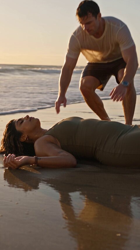 Cinematic Couple Scene on Quiet Beach