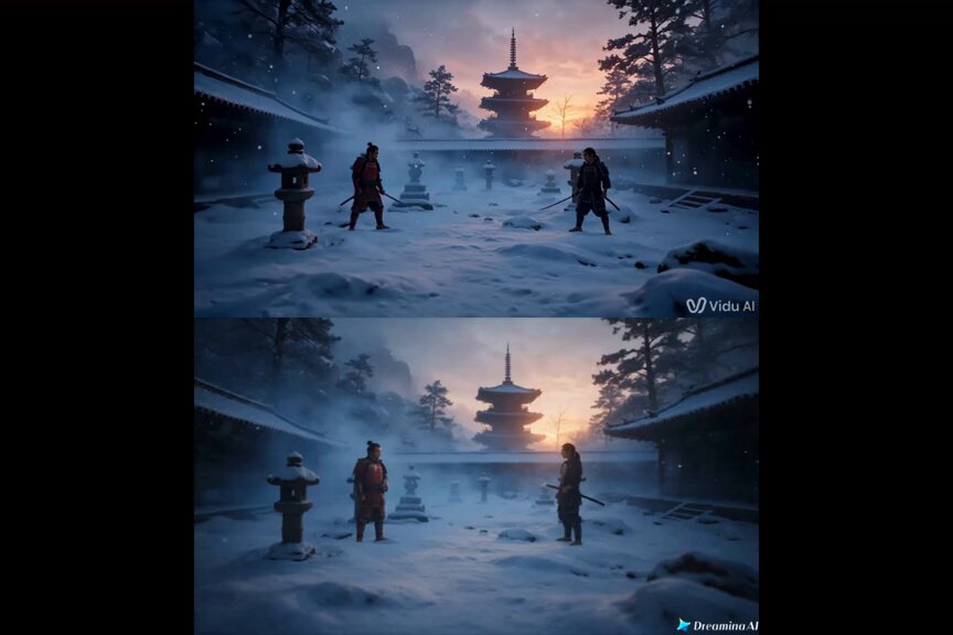 Samurai duel comparison between Vidu and Seedance